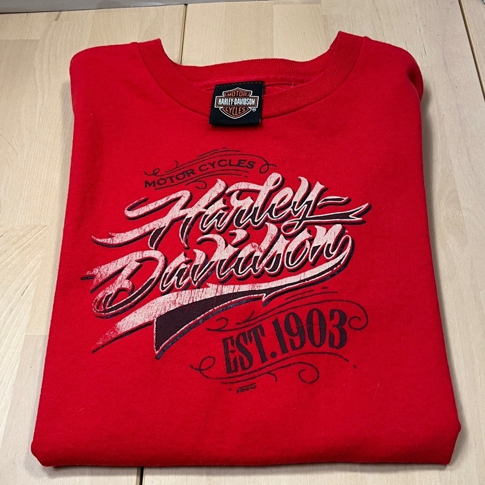 Harley Davidson Motorcycles Mile High Denver, CO Red Cotton Tee Youth XL EUC